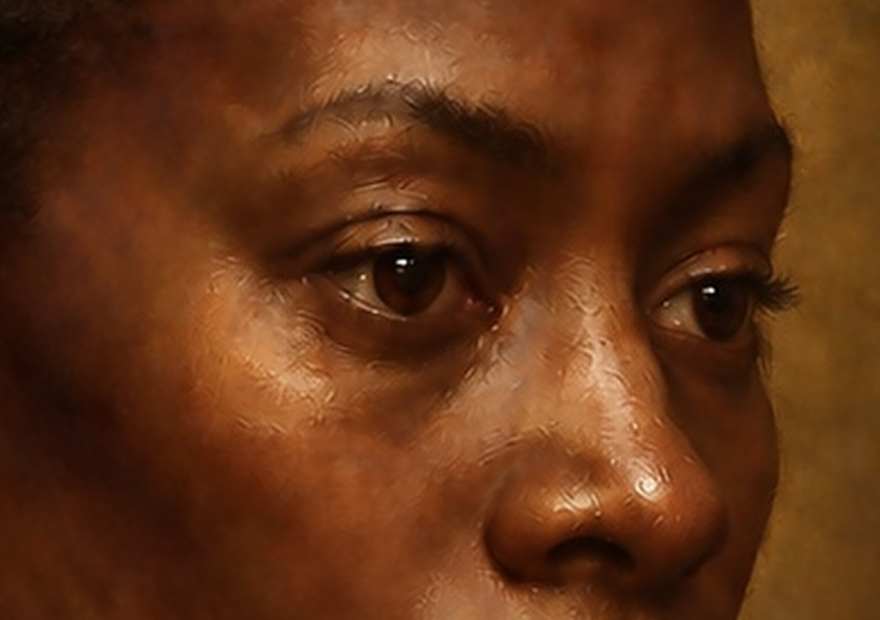 Close study of the eyes, reflections, lid thickness and changing edge sharpness.