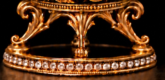The supporting goldwork · care beneath the jewel — cropped detail of The Light Within digital artwork