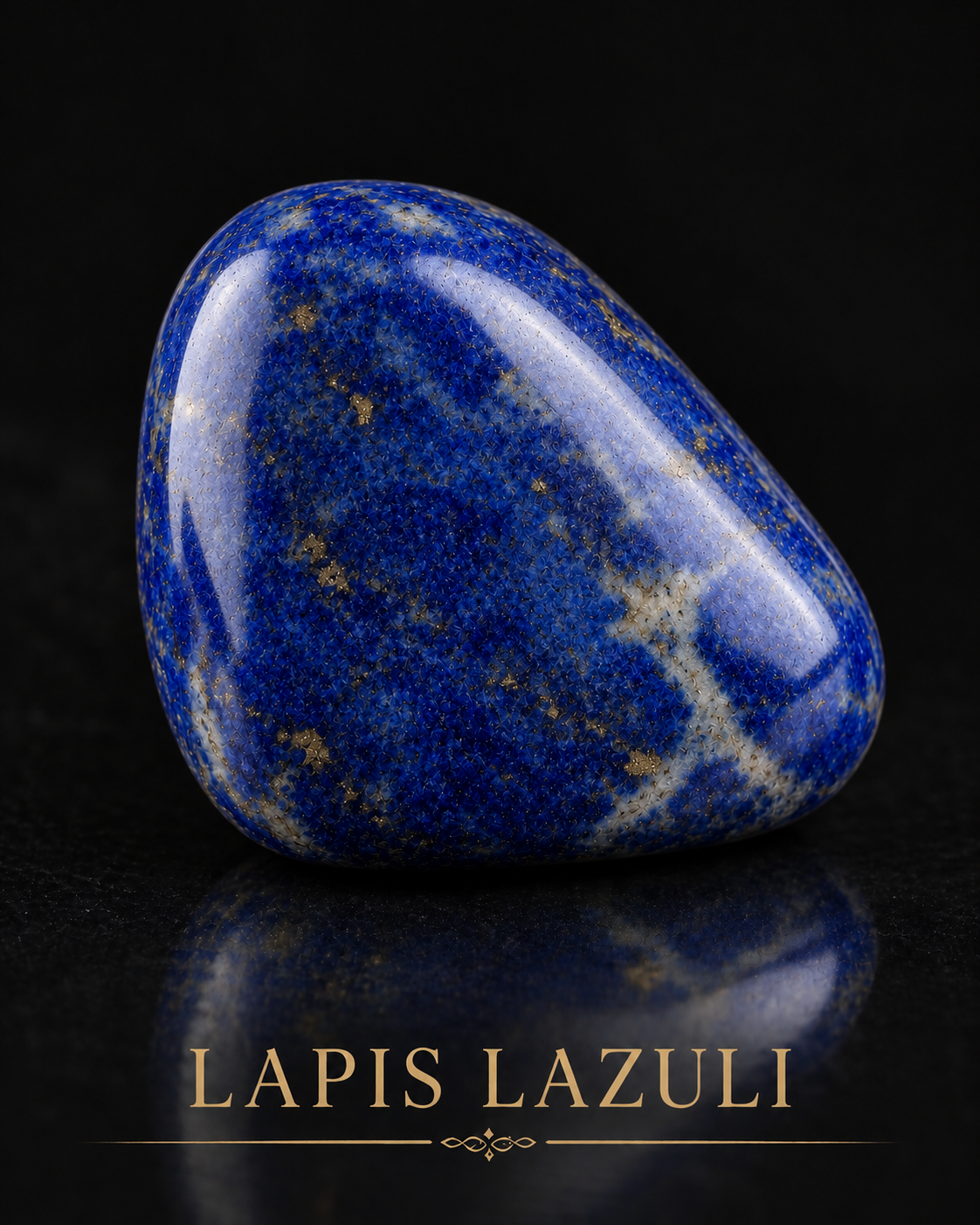 AI-generated deep blue Lapis Lazuli with golden mineral-like flecks against black