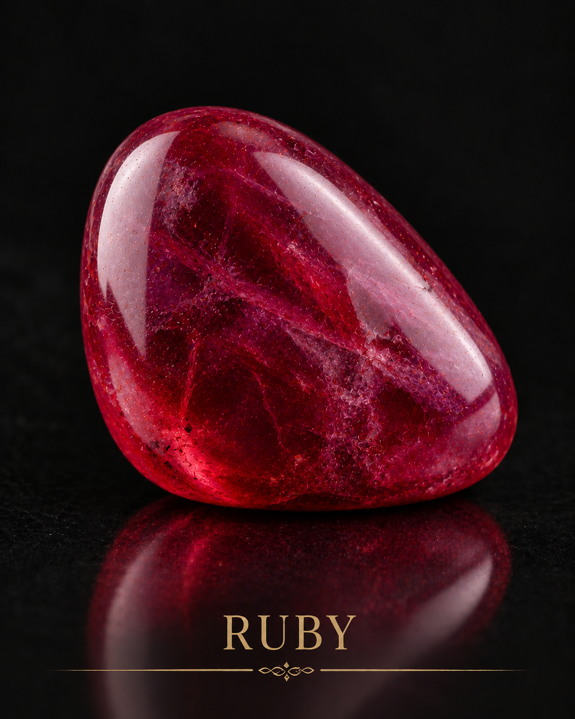 AI-generated crimson Ruby reflected against black